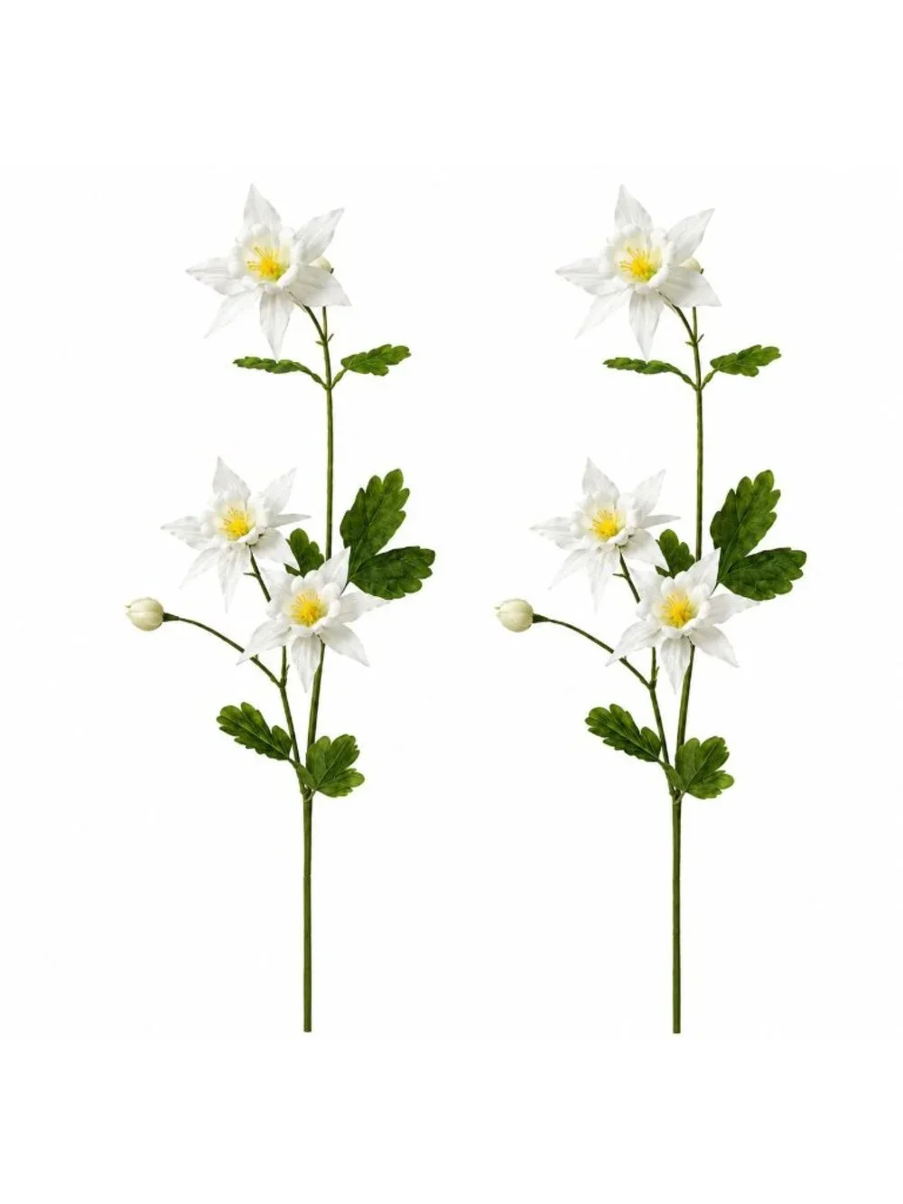 Artificial Columbine Flowers Real Touch White Aquilegia Set of 2 23 Inch Stems f